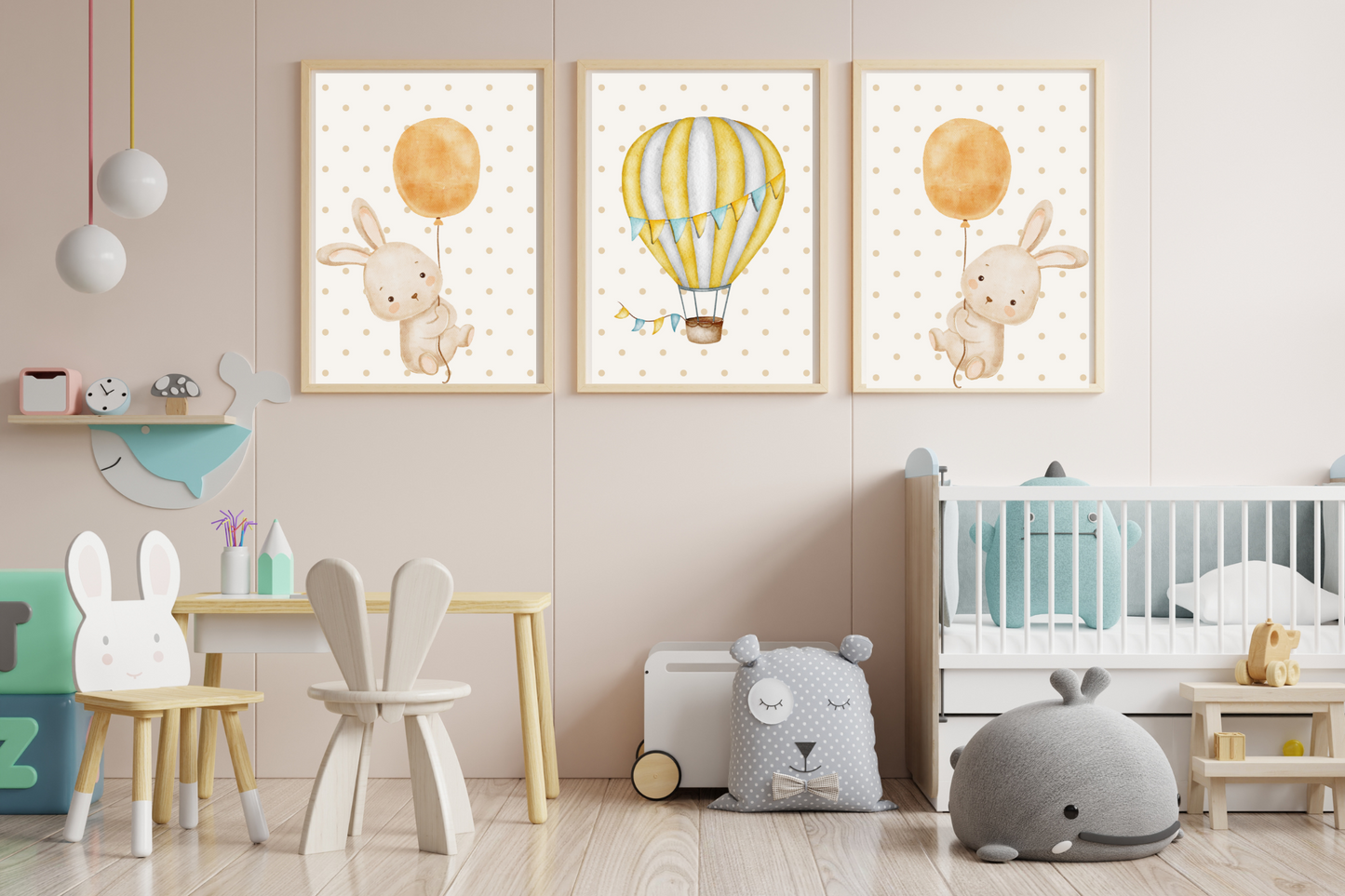 3 Bunny Prints for Kids - Little Wonders Nursery Wall Decor