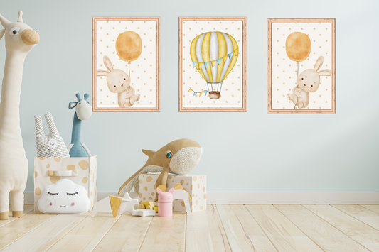 3 Bunny Prints for Kids - Little Wonders Nursery Wall Decor