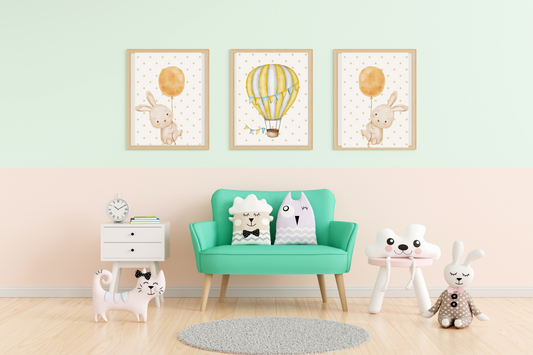 3 Bunny Prints for Kids - Little Wonders Nursery Wall Decor